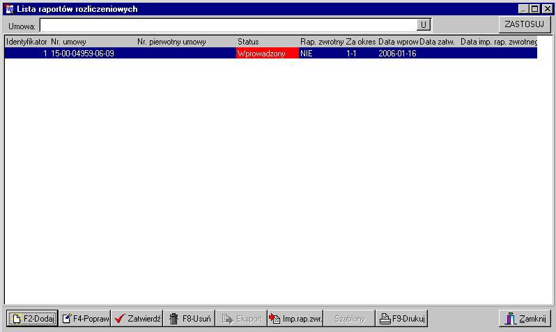 11 SWD - XML raport rozliczeniowy (4/12) Status