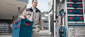 Walizki systemowe Bosch L-BOXX Inteligentny system walizek do transportu i przechowywania Jego najważniejsze zalety: elastyczność stosowania, pełna ochrona przed rozbryzgami wody i wilgocią,