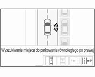 Wskazania na kolorowym wyświetlaczu informacyjnym Wybrać miejsce do parkowania równoległego lub prostopadłego na wyświetlaczu informacyjnym kierowcy przez