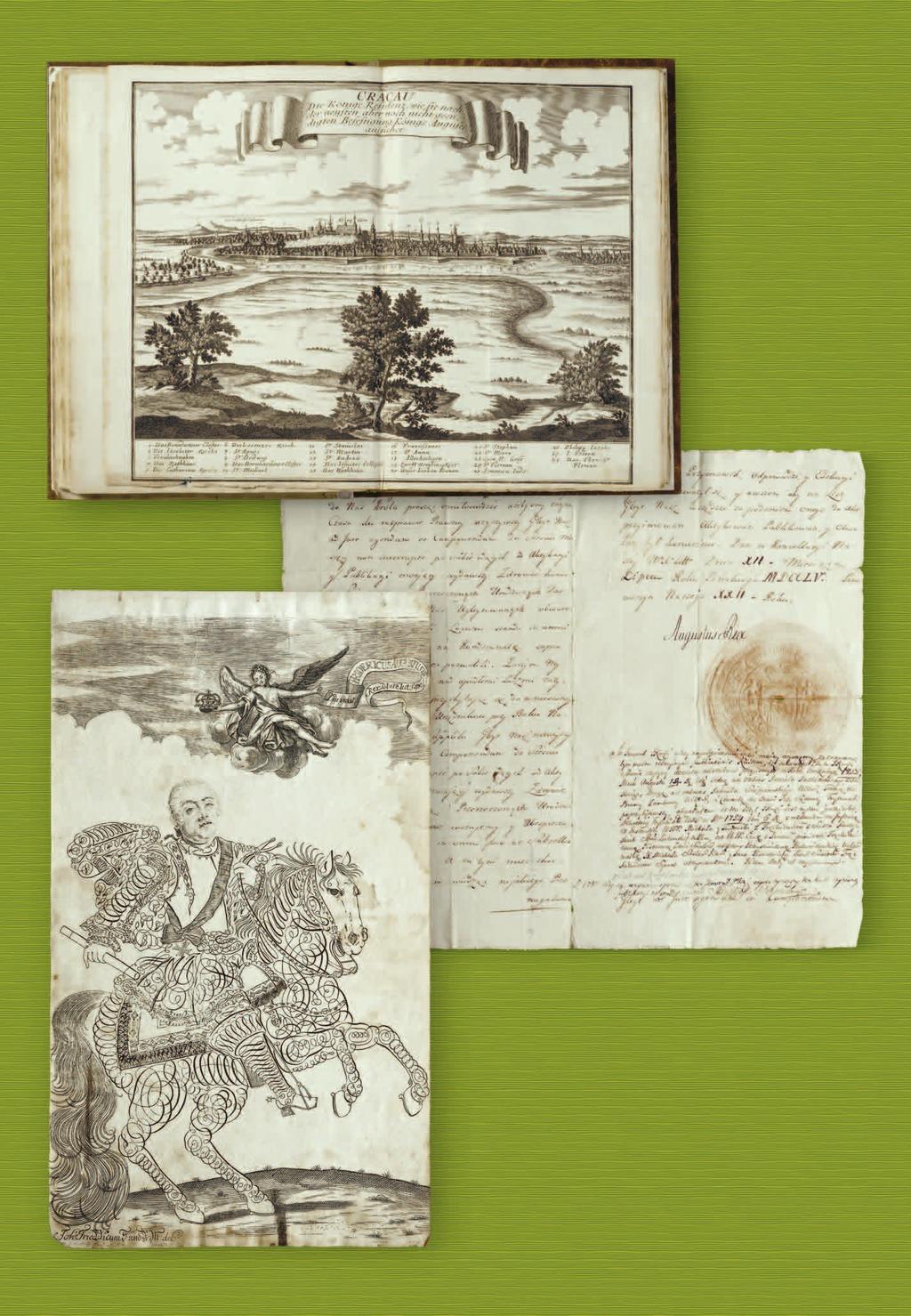 Krakova. Karaliskā rezidence ar jaunākajiem, bet vēl nepabeigtajiem karaļa Augusta nocietinājumiem. Oforts. Ap 1706? Kraków.