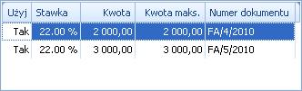 Zaliczka może być wielokrotnie wybierana na Fakturach częściowych aż do całkowitego jej rozliczenia.