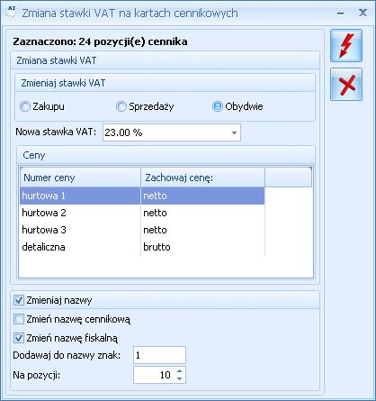 Zmień nazwę cennikową zmiana nazwy towaru zdefiniowanej na kartotece towaru, na zakładce [Ogólne].