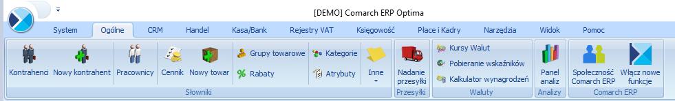 1 Standardy w programie 1.1 Standardy ogólne 1.1.1 Obsługa menu głównego (wstążki) 1.1.1.1 Zwijanie wstążki menu oraz skróty klawiaturowe dla funkcji menu Wstążka menu to pasek menu widoczny na górze okna programu: Rys 1.