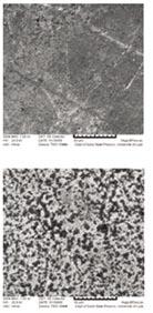 brazy mikroskopowe SEM stopów - (pow. x) osadzonych elektrochemicznie na elektrodach złotych, dyskowych z roztworów 1 i 2 [dla B = 4 mt], zawartość atomowa i w stopie oraz suma metali i niemetali Rys.