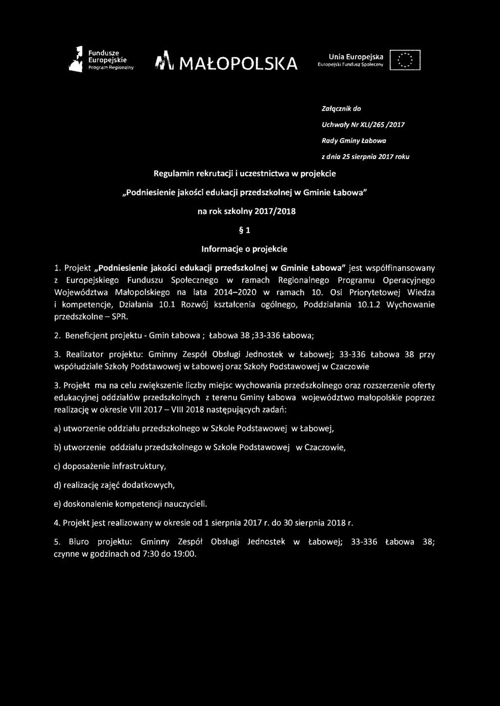 Program Regicma!ny 11\ MAŁOPOLSl<A Eurof)<!