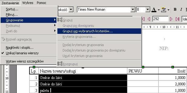 3.3 Agregacja pozycji o tej samej nazwie Zalecamy ustawić agregację od razu na FA tworzonych z WZ (parametr w