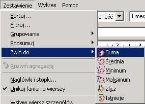 Następnie można podsumować: Albo użyć opcji Zestawienie/Zwiń do: 3.