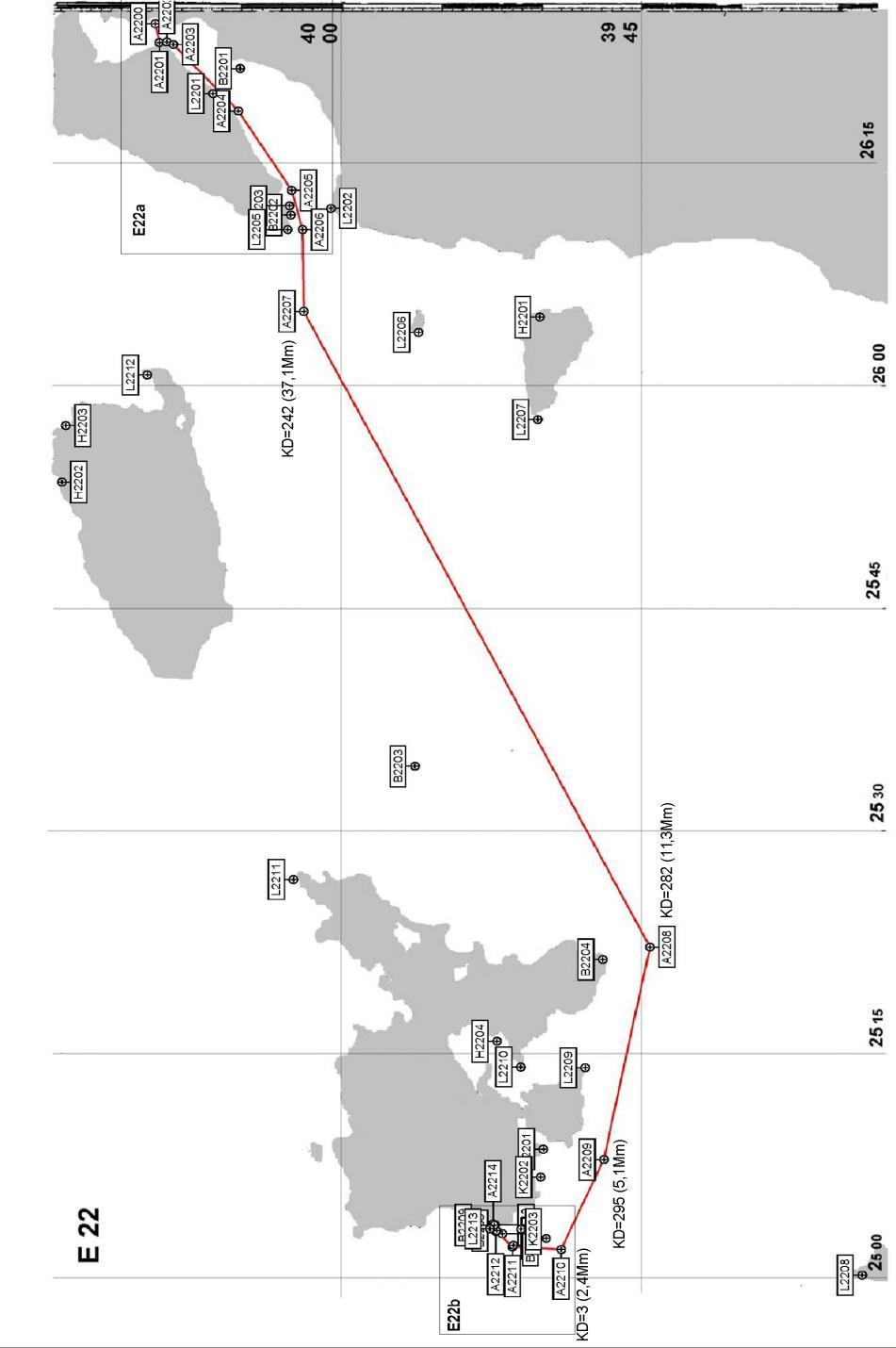 L2205 40 2.660 26 10.460 Fl.W (10-350)/R (350-10) 5s 19/12 M L2206 39 56.150 26 3.560 Fl.W(52-37)/R(37-52) 5s 14/10M L2207 39 50.200 25 57.710 Fl.(2)W 15s 15M Bati Br. L2208 39 33.960 25 0.170 Fl.