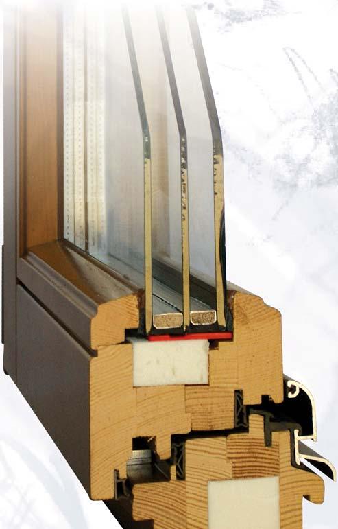 Okna pasywne systemu GOLDplus plus okno pasywne U w = 0,8 W/(m 2 K) wartość dla okna referencyjnego 1230 x 1480 mm dwukomorowe pakiety szybowe z