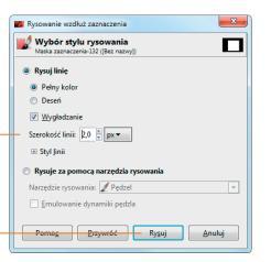 Z menu głównego wybierz Zaznaczenie -> Powiększ. Wprowadź wartości 5px. 8.