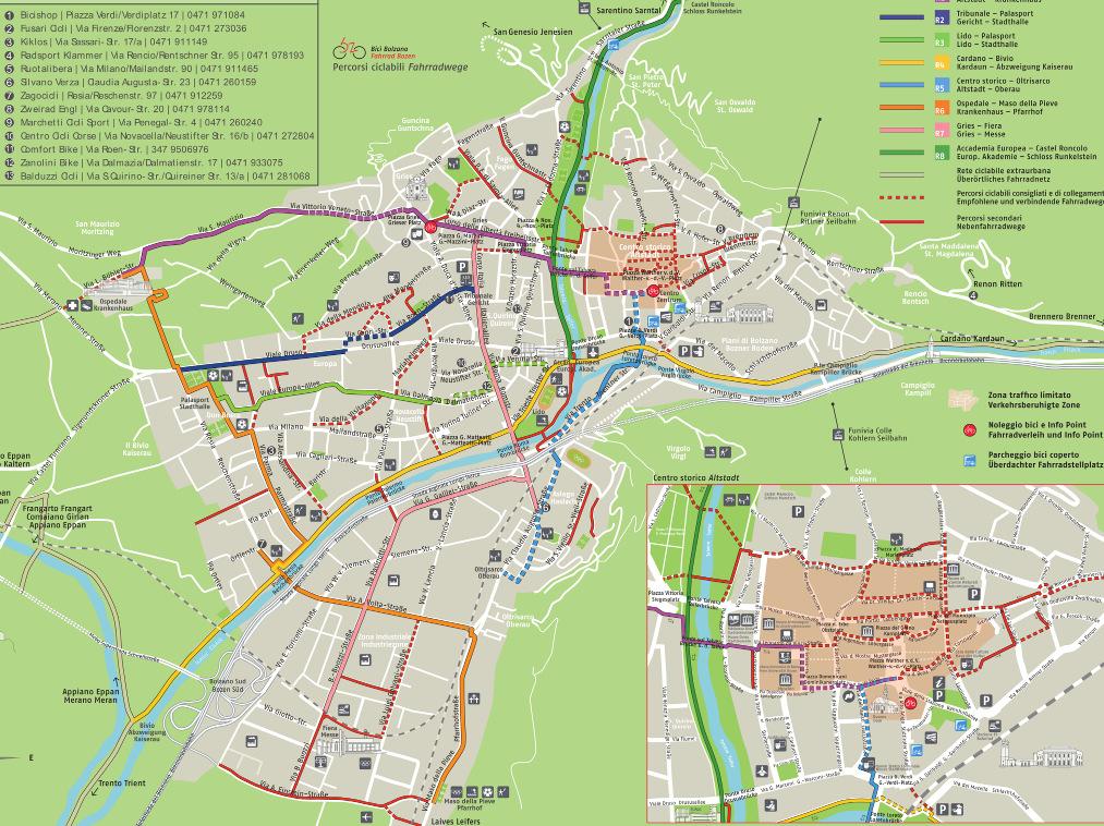 4.2 Noleggio bici Noleggio bici, wprowadzony w roku 2003 zaprojektowany został głównie z myślą o dojeżdżających do pracy i turystach i służyć miał do dziennych podróży w ramach miasta Bolzano.