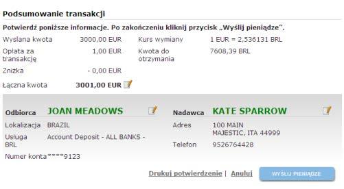 9. Przejrzyj podsumowanie transakcji z klientem (w tym kwotę transakcji), aby mieć pewność, że wszystkie dane są prawidłowe. 10.
