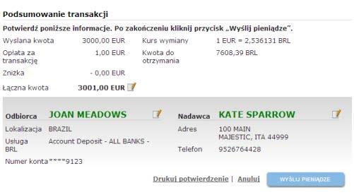 9. Przejrzyj podsumowanie transakcji z klientem (w tym kwotę transakcji), aby mieć pewność, że wszystkie dane są prawidłowe. 10.