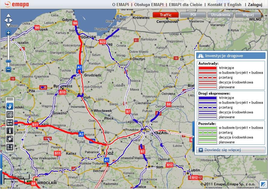 nowość Mapa inwestycji drogowych już dostępna na Emapi.pl! Spółka Emapa wyposażyła swój portal mapowy, Emapi.pl w kolejną warstwę danych inwestycje drogowe.