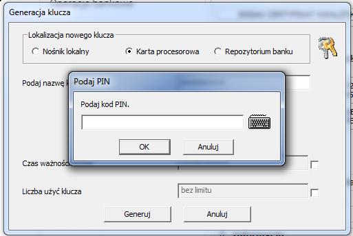 3.1.3. Podaj kod PIN do karty, który został ustalony podczas inicjalizacji karty. 3.1.4.