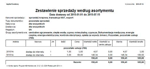 Zestawienia Zestawienia generowane w tym module podzielone zostały na cztery grupy tematyczne: Cenniki, Sprzedaż, Rankingi, Analizy graficzne.