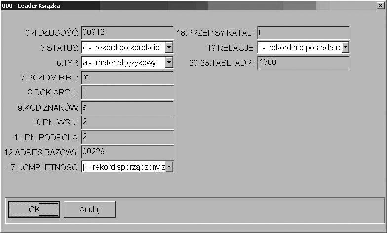 ARTYKUŁY IMATERIAŁY 37 bibliotekarską. Niestety nie zawsze ma się wpływ na twórców i pozostaje nam dopasować się do możliwości programu komputerowego, w którym pracujemy.