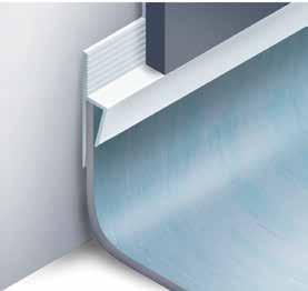 Profil przejściowy do łączenia płytek ceramicznych z wykładziną Tile Capping - GTC 8 mm 14 mm 38 mm 15 mm 3 mm Półelastyczny, profil wykończeniowy o niskich wymaganiach konserwacyjnych, stosowany