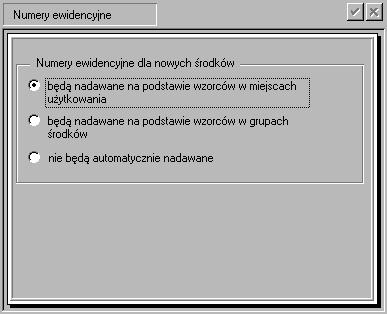 Przygotowanie programu do pracy 87 Rys. 3-17 Panel Numery ewidencyjne. W górnej części panelu znajdują się przyciski poleceń: Przycisk zapisuje wprowadzone dane.