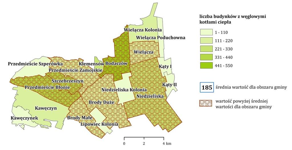 Miasto Szczebrzeszyn Obszar wiejski Źródło: opracowanie własne na podstawie danych z Urzędu Miejskiego w Szczebrzeszynie Kolejnym wskaźnikiem obrazującym problemy w sferze środowiskowej jest udział