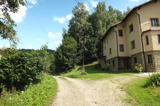 Wracają na szlak, schodzimy za ścieżką w dół w kierunku potoku, po minięciu którego ścieżka ponownie zaczyna piąć się do góry. W miejscu tym opuszczamy również ostatecznie zabudowania gospodarcze.