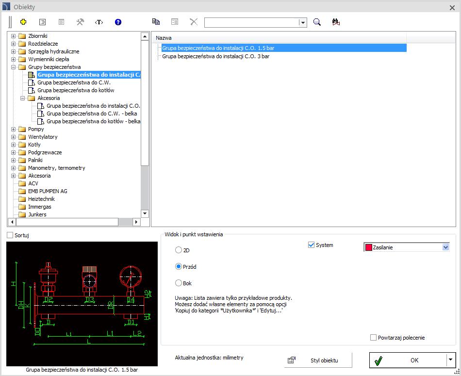 CADprofi HVAC & Piping - dodanie do bibliotek grup bezpieczeństwa Do biblioteki programu dodano grupy