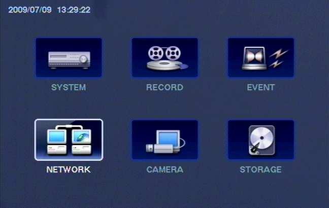 NDR-HA1104 1.0 version - User s manual RECORDER MENU 3.4. Network In the EVENT menu there are four submenus concerning DVR network settings and notification of the events. 3.4.1. Network Highlight the NETWORK menu and press button.