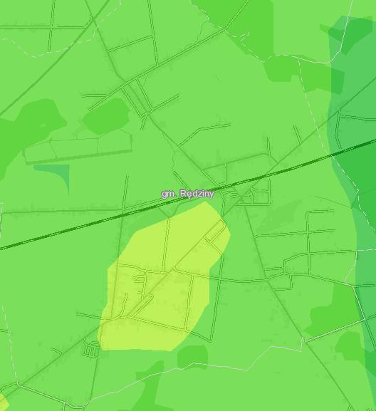 Najwyższy rozkład średniorocznych stężeń pyłu zawieszonego PM10 w strefie śląskiej w 2012 r.
