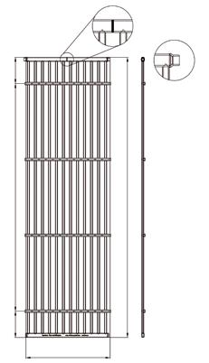 TYPY PODŁĄCZEŃ PANELI GRZEWCZYCH / CHŁODZĄCYCH aquatherm black system Przerywacz przepływu Przerywacz przepływu Podział - patrz tabela 15cm a b długość panelu w cm Detal Odejście a Detal Odejście b