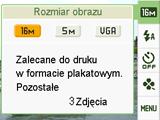 . Panel sterowania trybu prostego W trybie prostym panel sterowania umożliwia dostęp do czterech pozycji: rozmiar obrazu, lampa błyskowa, samowyzwalacz i Tryb prosty.