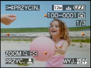 (P90) Można powiększyć, a następnie przyciąć ważny fragment zapisanego zdjęcia. 1 Za pomocą przycisków 2/1 wybierz zdjęcie, a następnie naciśnij przycisk 4.