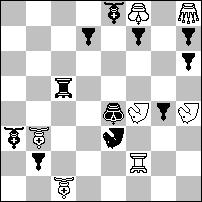 bez zarzutu, a wybór 2. ruchu w groźbie 2.e:f3+, a nie 2.G:f3+? doskonale motywuje obecność "niby pasywnego" Gh1. 1...S:c3 2.e:f3+, Kd4# 1...e:d5 2.H:d5+, K:d5# 1.Ge5? S:c3! 1.Hg7? e:d5! 1.Ha7! ~ 2.