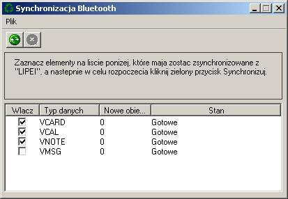 4.13 Synchronizacja Bluetooth Profil SYNC (Synchronization [Synchronizacja]) Bluetooth umożliwia użytkownikom synchronizację obiektów PIM w komputerach z innymi komputerami z obsługą Bluetooth, a
