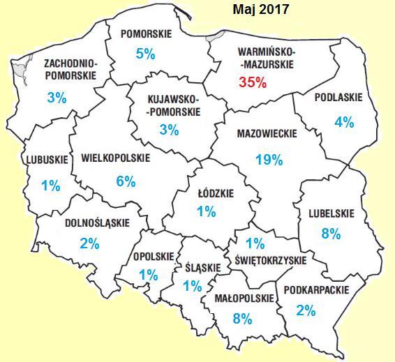 Zestawienie procentowe turystów krajowych z podziałem na województwa maj 2017 2014-07-01 Województwo Warmińsko-Mazurskie 275 Mazowieckie 139 Lubelskie 60 Małopolskie 56