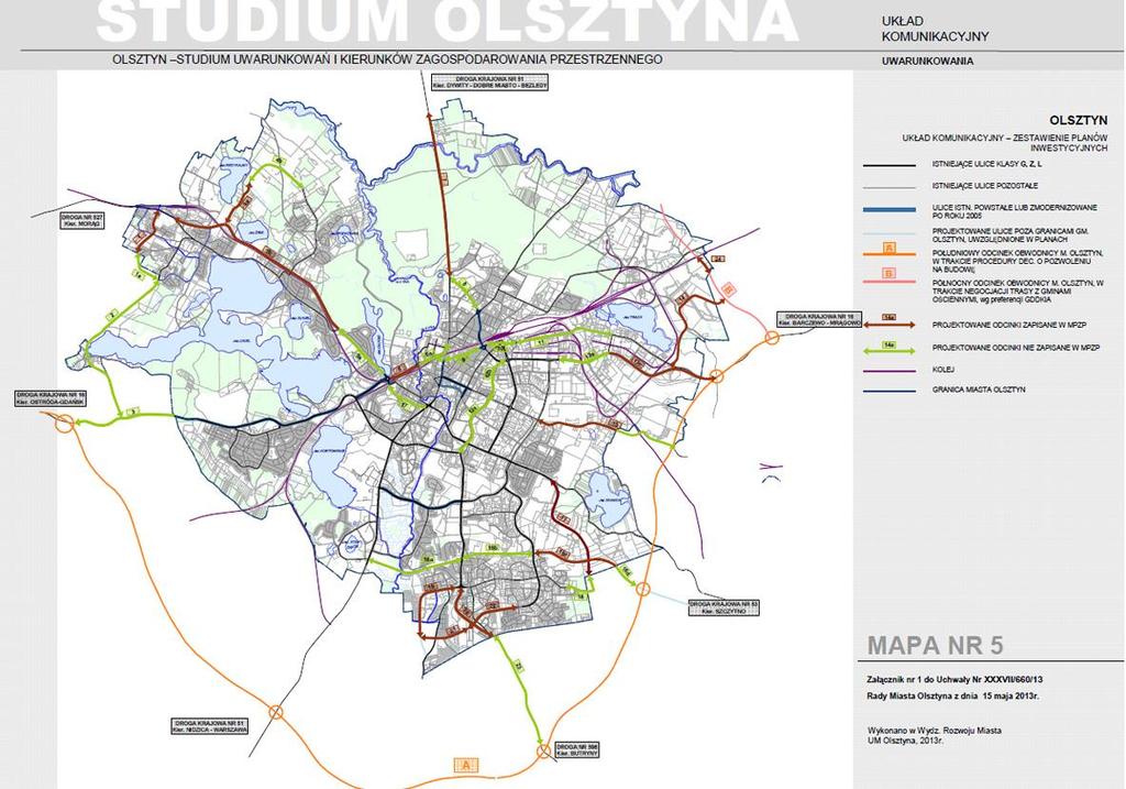 Lp. Opis odcinka Klasa techniczna drogi 2016 2020 2030 2040 22 Witosa Z + + + + 23 modernizacja DW nr 598 od granic miasta do węzła obwodnicy na Bartąg G + + + + 24 Fragment pólnocnego odcina