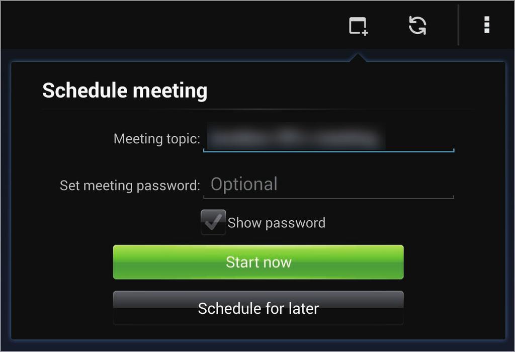 WWW i sieć 4 W urządzeniu zostanie wyświetlony ekran aplikacji WebEx. Tworzenie sesji spotkania. Dołączanie do sesji spotkania poprzez wprowadzenie numeru sesji. Odświeżenie listy spotkań.