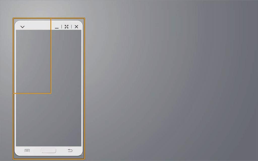 Dostosowywanie rozmiaru ekranu wirtualnego smarfonu 1 Dotknij i przytrzymaj w prawym dolnym rogu ekranu wirtualnego smartfonu.