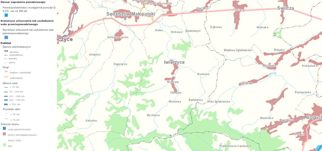 Mapa 12 Obszar zagrożenia powodziowego na terenie Gminy Iwierzyce