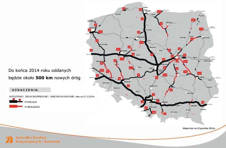 DROGI Geoinżynieria Rys. 2. Prognozowany stan sieci dróg szybkiego ruchu na 31 grudnia 2014 r.