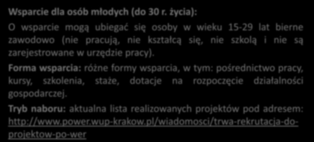 Wsparcie na założenie firmy Wsparcie dla osób młodych (do 30 r.