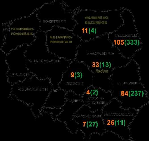 Liczba stad i zwierząt objętych