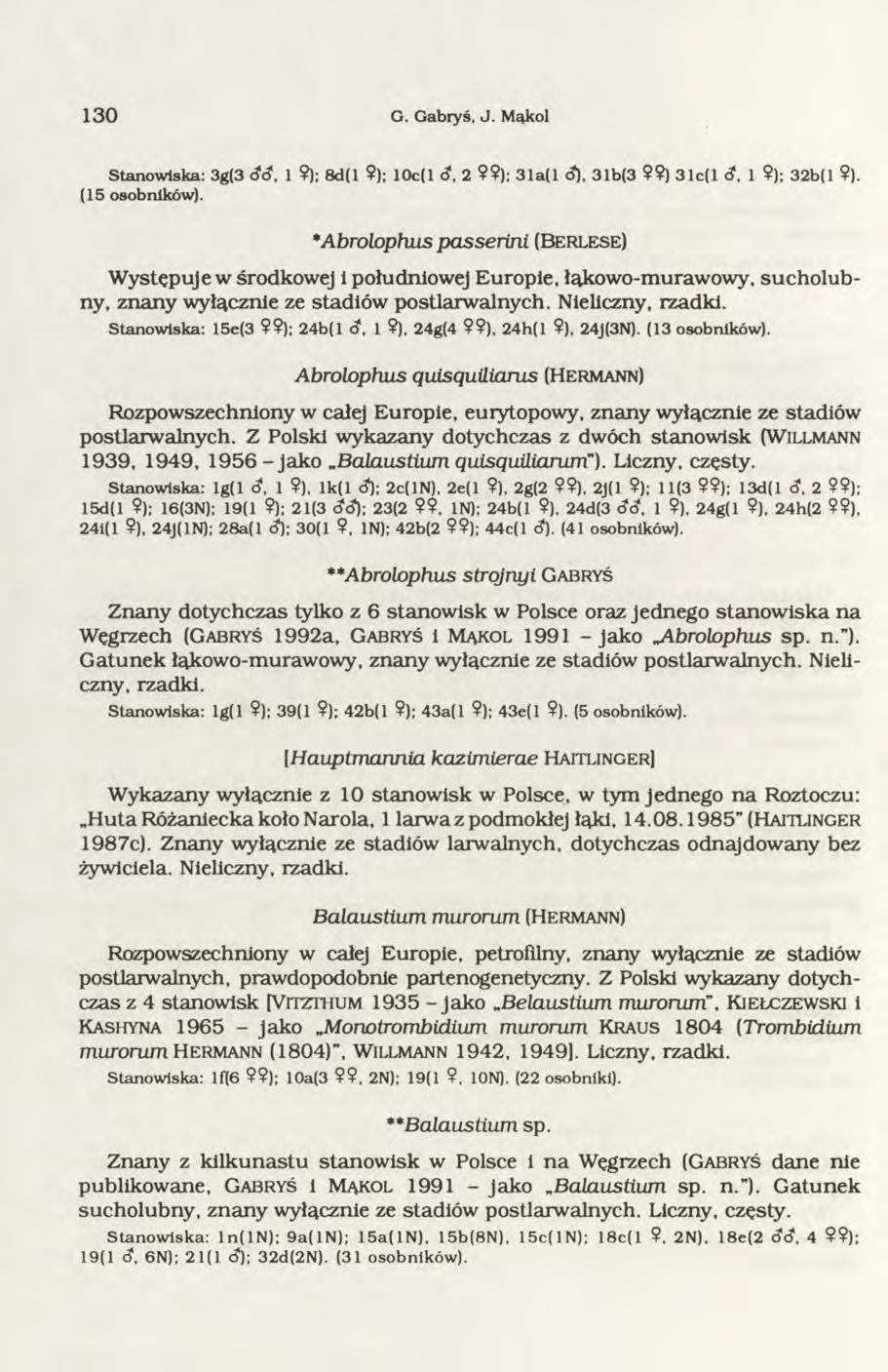 1 3 0 G. G abryś, J. Mąkol Stanow iska: 3g(3 <?<?, 1 9); 8 d (l 9); 10c(l <ś, 2 99); 3 1 a(l <?), 31b(3 9$) 3 1c(l (?, 1 9): 32b(l 9). (15 osobników).