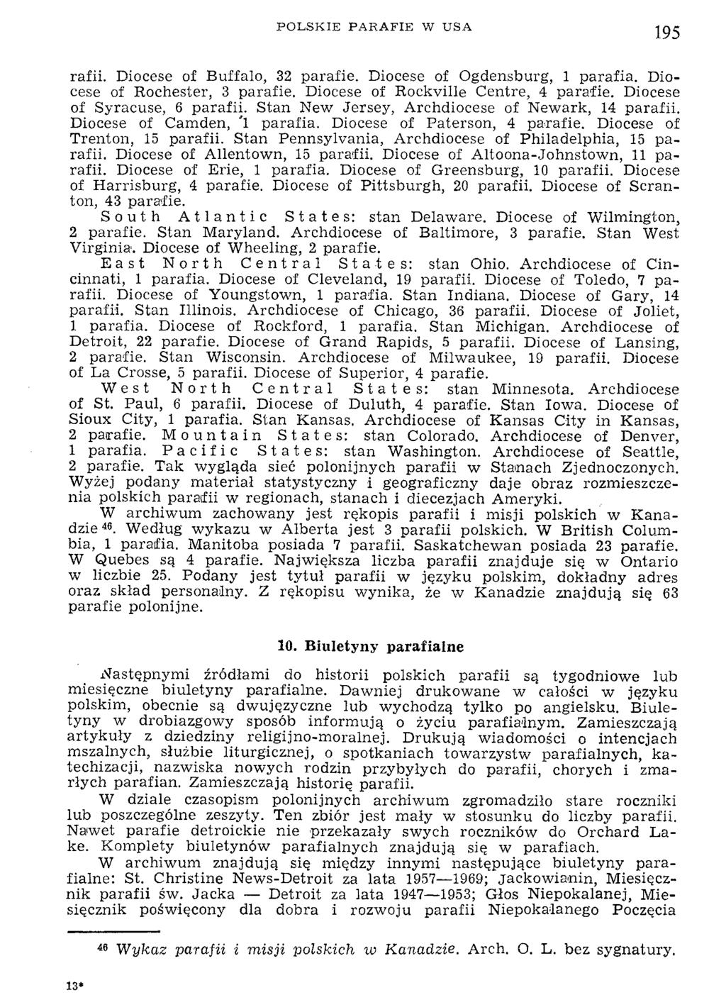 P O L S K I E P A R A F I E W U S A 195 rafii. Diocese of Buffalo, 32 parafie. Diocese of Ogdensburg, 1 parafia. Diocese of Rochester, 3 parafie. Diocese of Rockville Centre, 4 parafie.