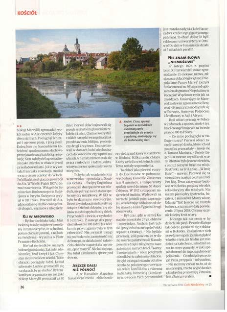 Artykuł o oblatach, ukazał się niedawno w