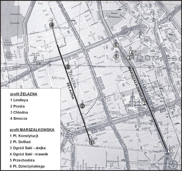 ogólnie nad trawnikami obserwowano wzrost niedosytu wilgotności wraz z wysokością, nad chodnikami natomiast wyższe wartości niedosytu były na poziomie 0,25 m, co wynikało ze spadku temperatury z