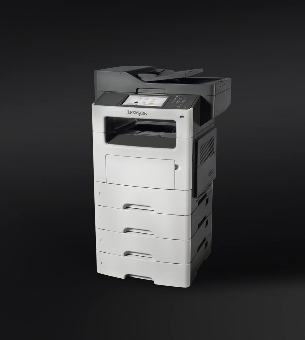 Lexmark XM1145 i XM3150 Monochromatyczne laserowe drukarki wielofunkcyjne Przedstawiony model zawiera dodatkowe wyposażenie opcjonalne Wydajna. Kompaktowa.