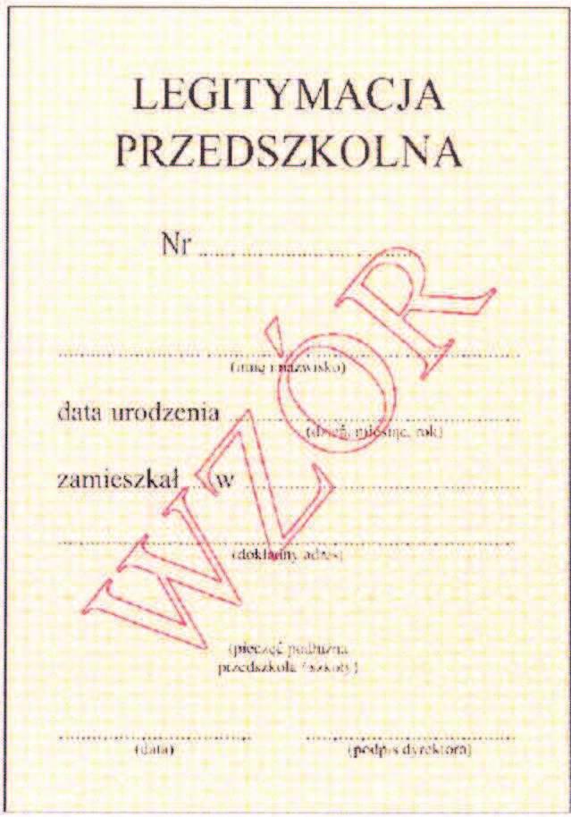 Wzór nr 13 do 20, 29 LEGITYMACJA