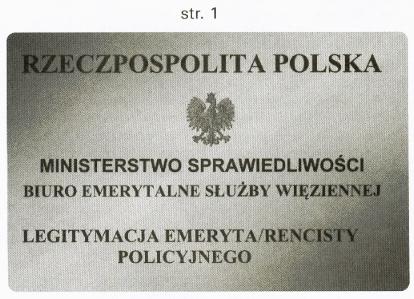 Wzór nr 32 do 23, 25 Legitymacja o wymiarach 55 mm na 85 mm, o krawdziach zaokrglonych, pokryta giloszem koloru niebieskiego, dwustronnie foliowana (pozioma), str.