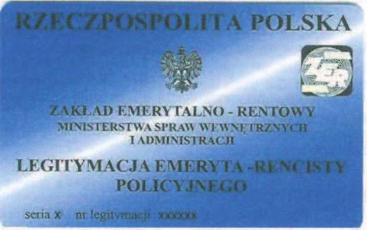 Wzór nr 33 do 23, 25 (zwolnionego z Policji, Agencji Bezpieczestwa Wewntrznego, Agencji Wywiadu, Stray Granicznej, Biura Ochrony Rzdu lub Pastwowej Stray Poarnej) Legitymacja pozioma, o wymiarach 55