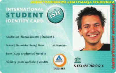 Wzór nr 51 do 29 Przyk adowe WZORY LEGITYMACJI ISIC